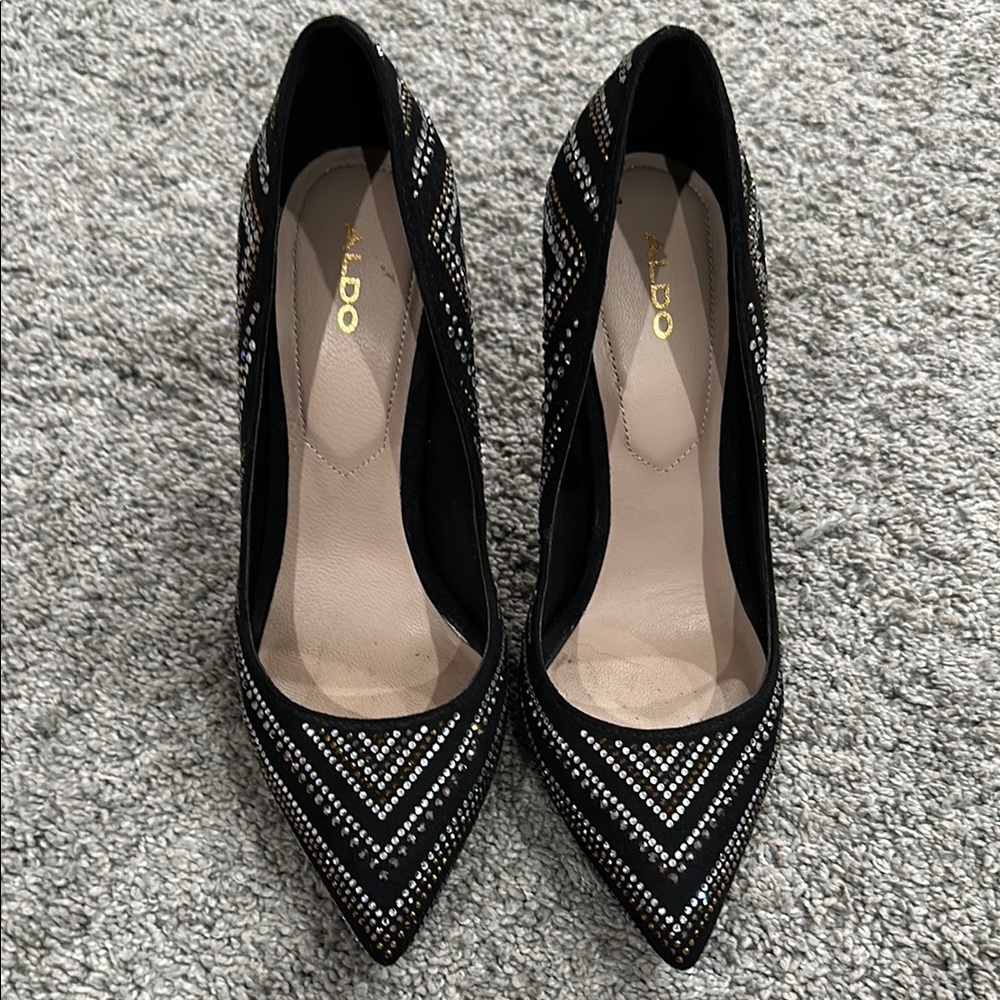 Aldo Black Suede Studded Women's Shoes